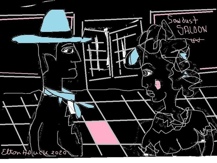 Saturday Night at the Sawdust Saloon...(C) 2020..ELTON HOUCK....digital fake creature art...