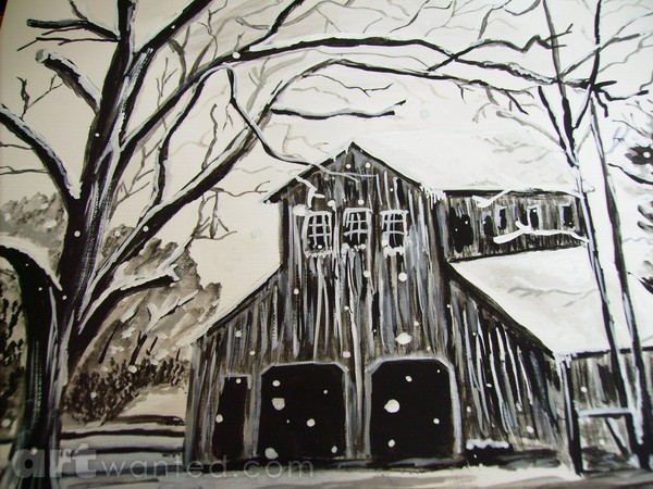 old barn in winter