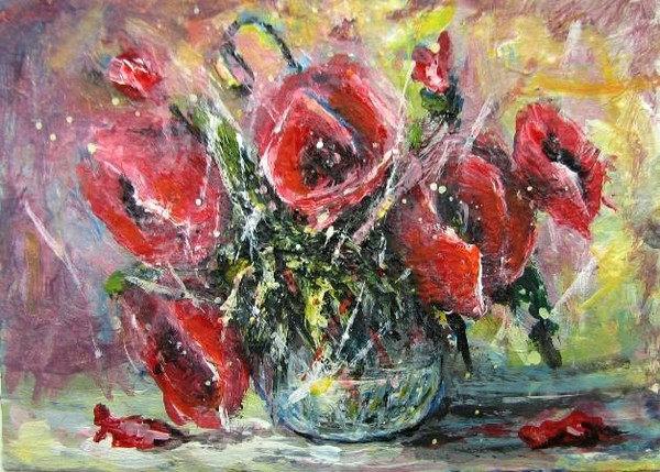 Aceo Poppies flowers fantasy