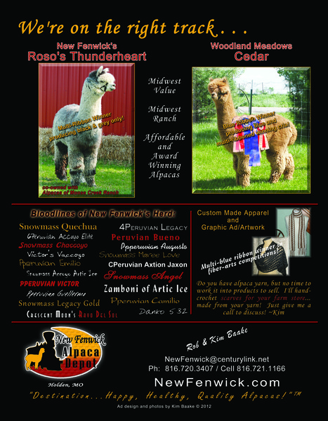 New Fenwick Alpaca Depot's ad for show book