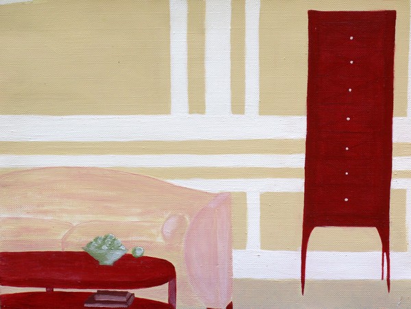Living Room Red and White