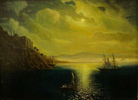 Moonlight above an oriental port