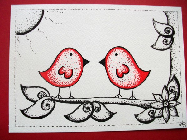 Buy love birds Handmade Painting by DEEPTHI BALANTRAPU. Code:ART_3306_52232  - Paintings for Sale online in India.