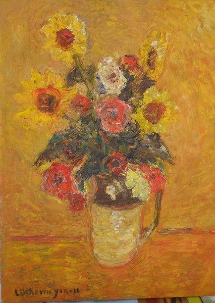 Girassóis e rosas