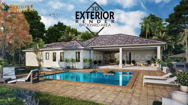 3D Architectural Rendering Residential House by architectural design studio, Houston - Texas