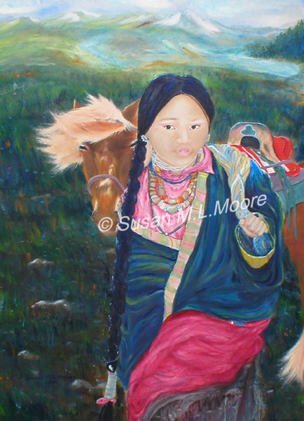 Tibetan Girl w/ her Horse