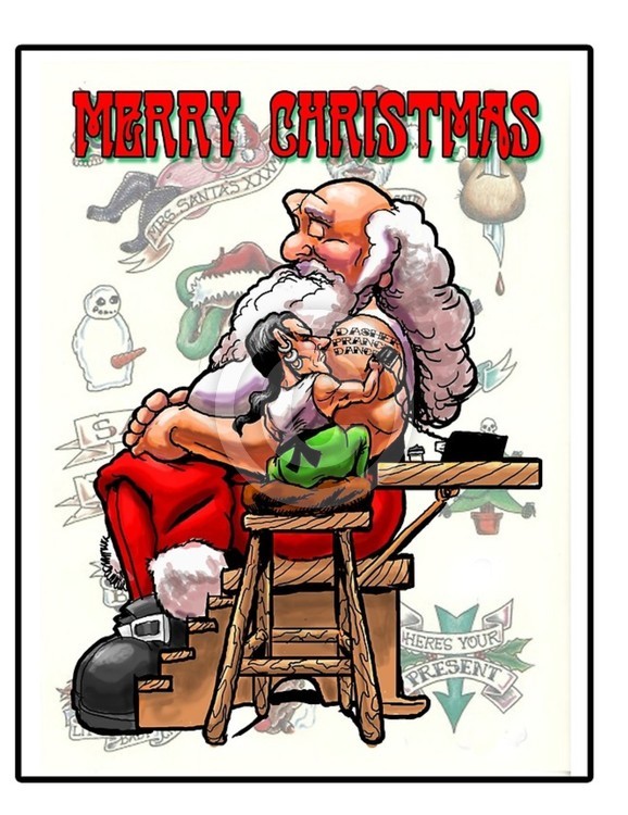 Santa gets a tattoo
