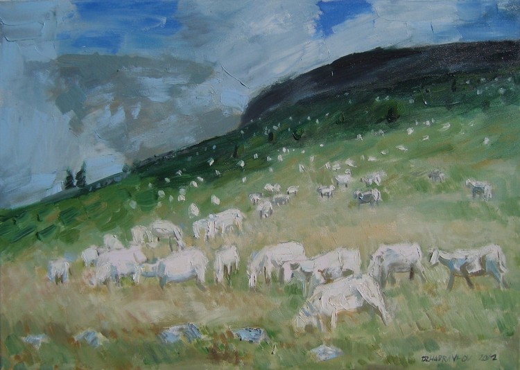 'ON THE TOP OF A MOUNTAIN'  2012.  Oil on canvas,