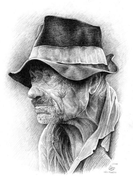 beggar in hat