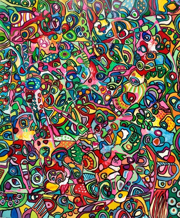 FREEDOM colorful abstract detailed doodles happy art Painting by Veera  Zukova