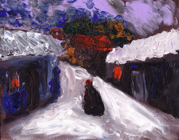 COUNTRY SNOWSCENE FINGER PAINTING