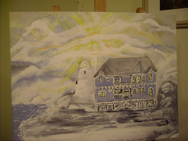 victorian stle house with light house