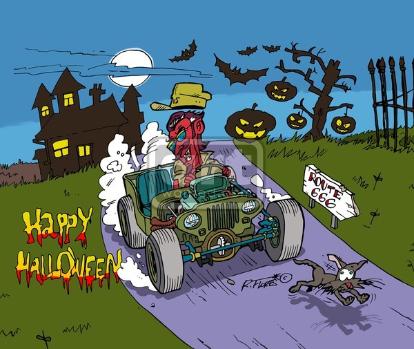 Halloween rat-rod Willys jeep MB