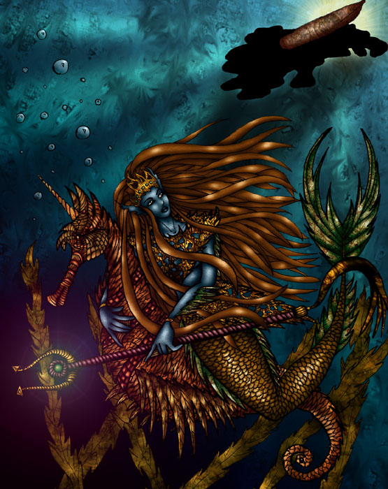 Peeved Mermaid With Pet