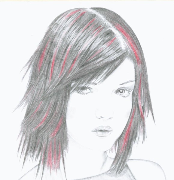 Girl in graphite and red