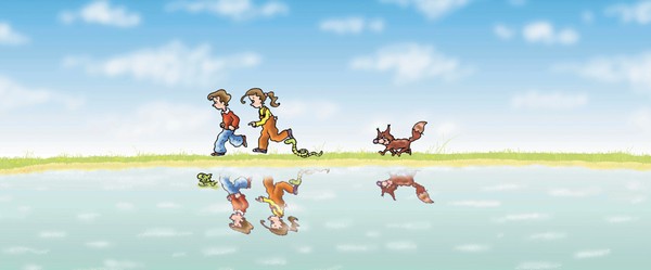 two kids & and fox
