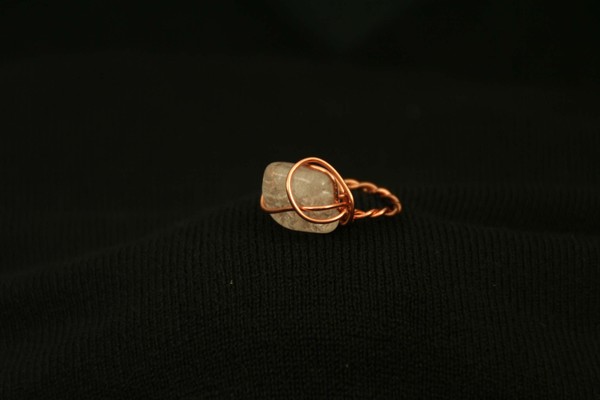 Ice flake Quartz and copper ring