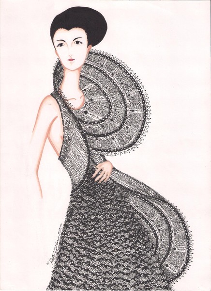 Pen and Ink Lady in prints01