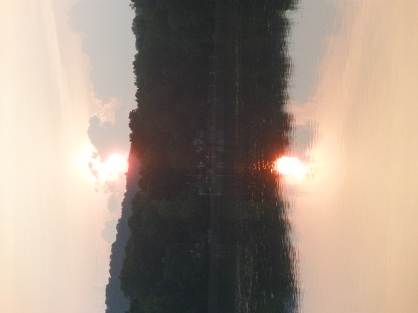 Sunset reflection to lake