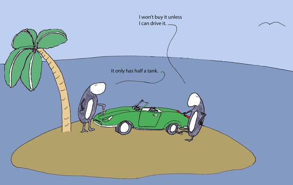only has half a tank