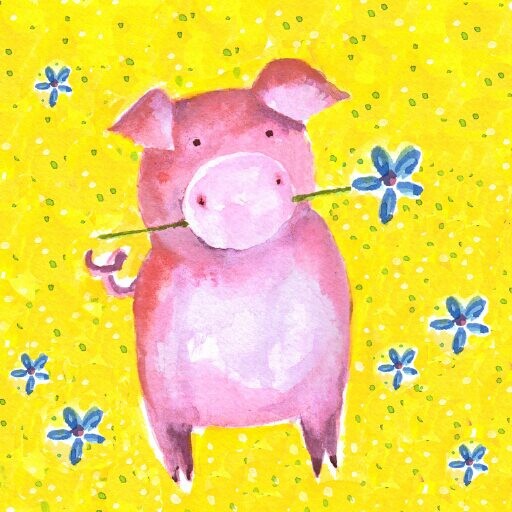 Pig With Flowers 