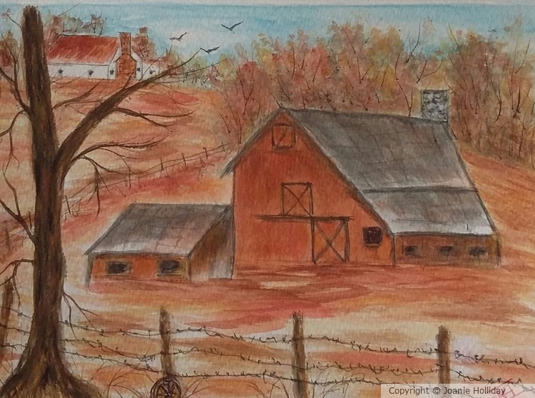 WATERCOLOR CARD ,BARN