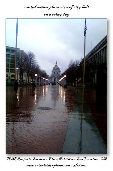 City Hall from U N plaza rainy day
