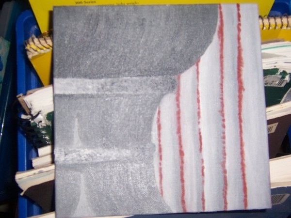 fountain abstract 4X4 oil paint on canvas board