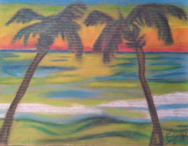 Tropical Palm Trees by the Sea