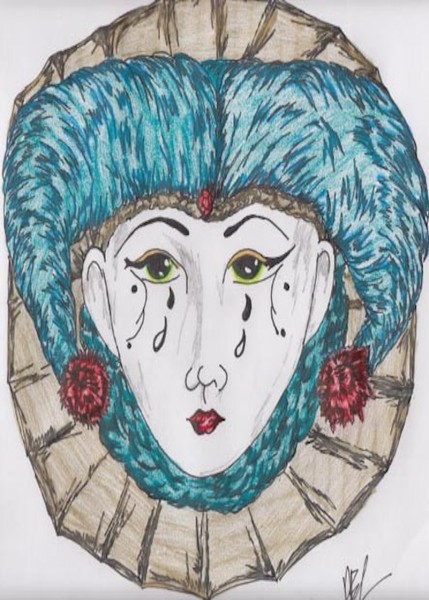 colored clown doll face