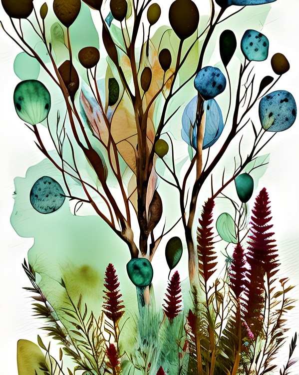 Watercolor earth tones botanical 