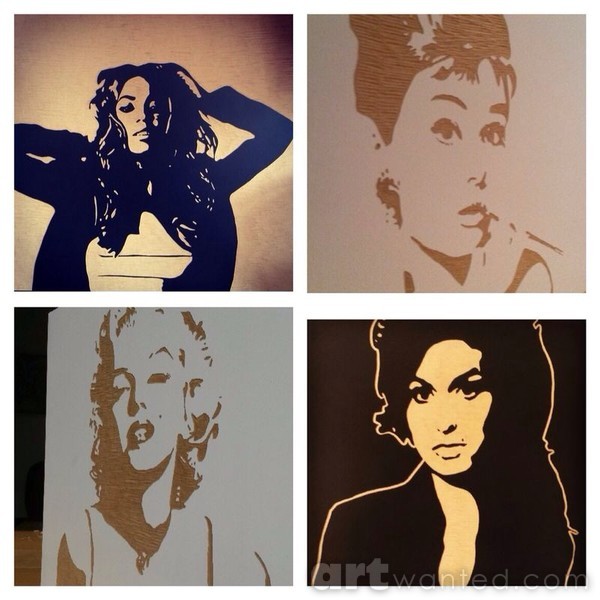 Female legends hand carved in wood