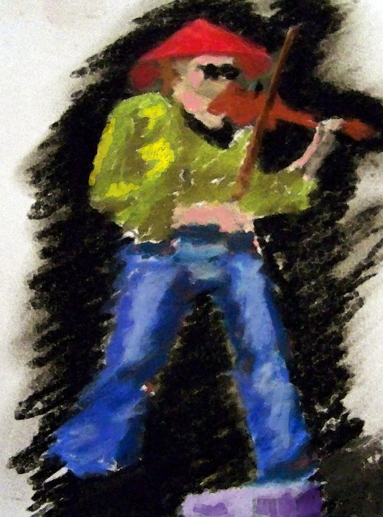 090219 Fiddler on the street watercolor