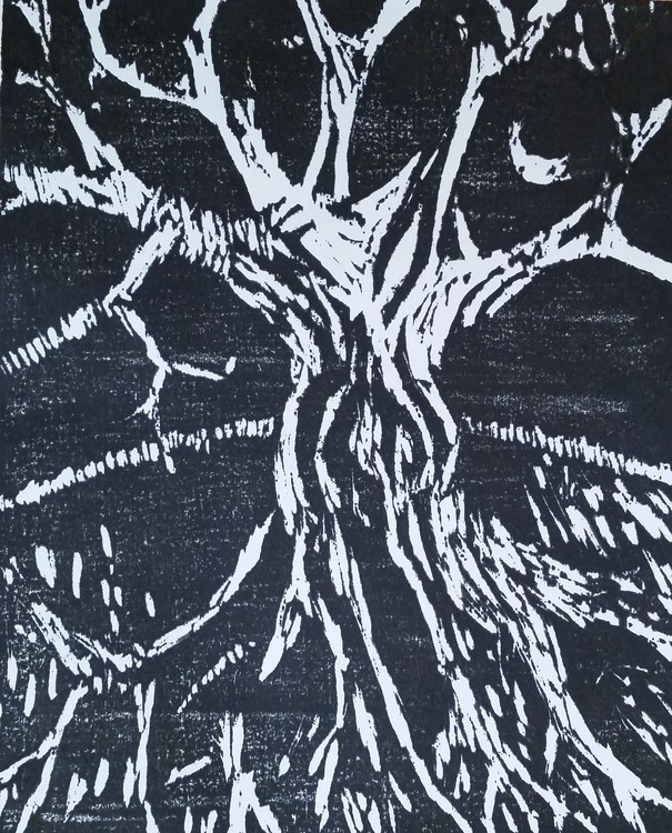 RootedinDarknessHangaWoodcutPrint