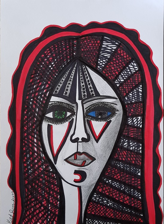 Contemporary Israeli artist colorful drawings