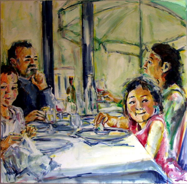 Family at the dinner table in Auvers sur Oise