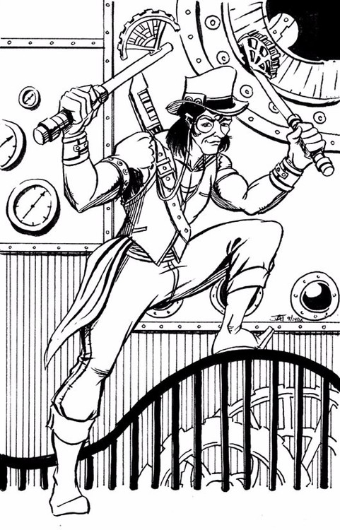 Steampunk Pirate on the Prowl (linework)