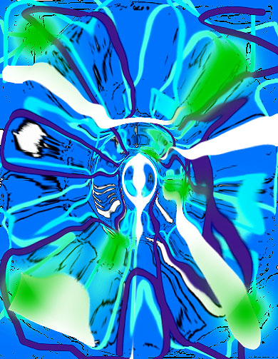 abstract floral motif in blue