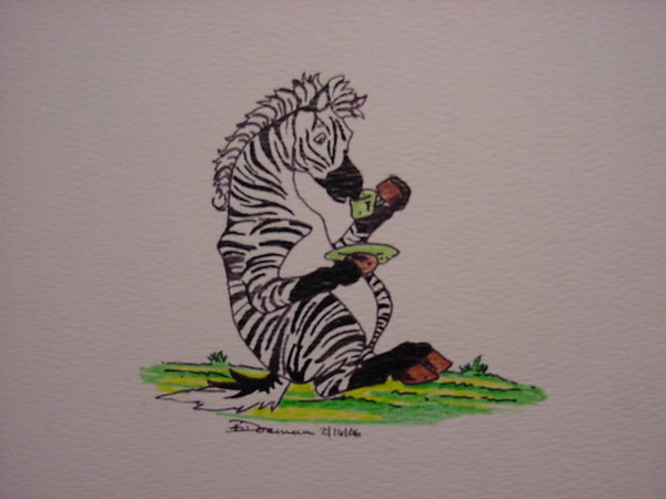 A Zebra Sipping Tea