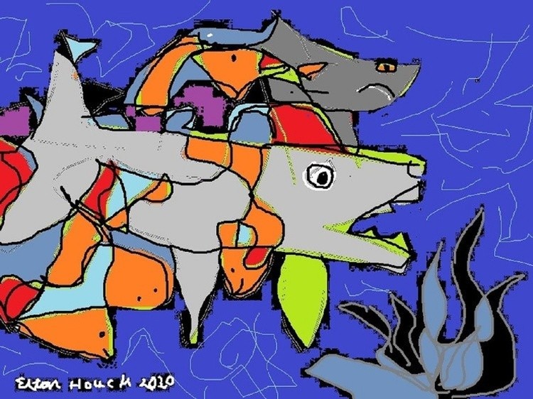 shark tank ==as not seen on TV...(c),,2020...elton houck...digital shark manifesto  art