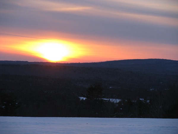 Sunset Foxs Hill Acton with snow field