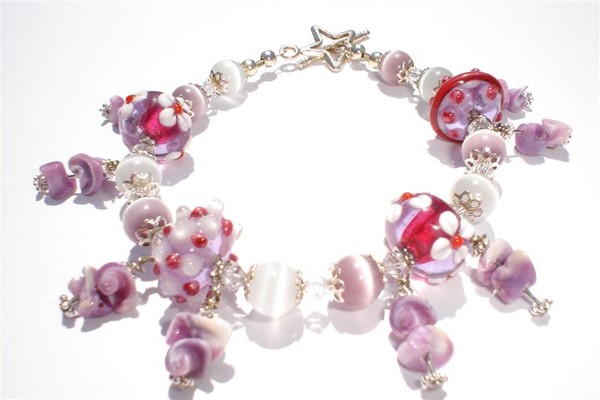 Lampwork & Lavendar Cebu Shell Bracelet - Plus Siz