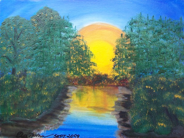Sunset by the river