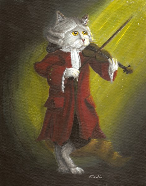 Cat Art - 19th Century Musician