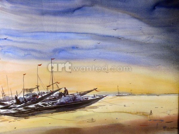 Fishing Boats at Monsoon Seashore