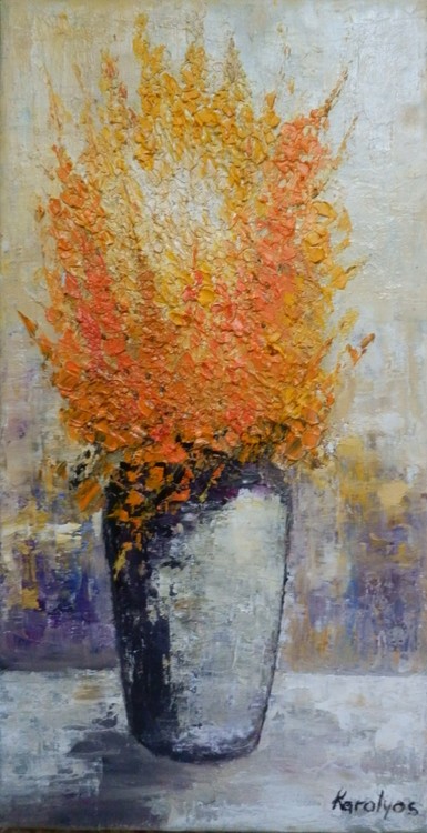 Vase with orange flowers -sold