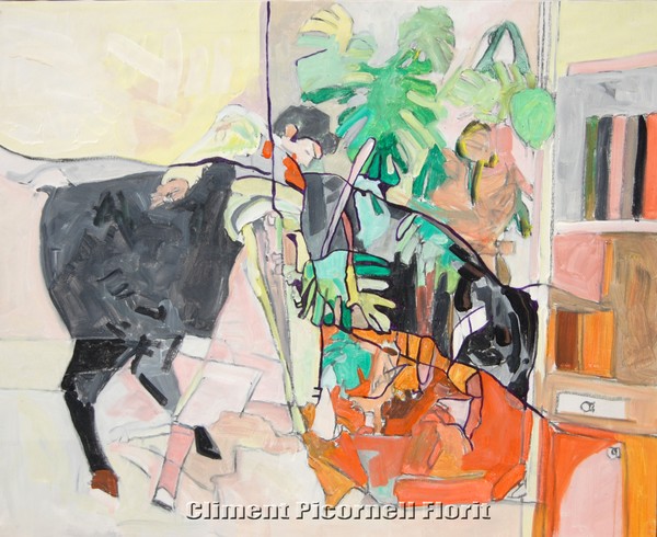 Bullfight in house