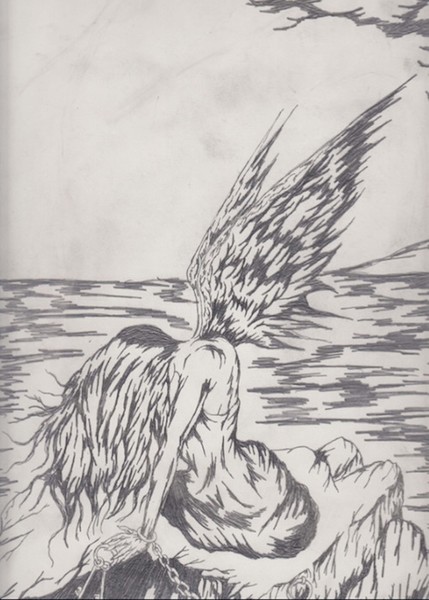 angel on rocks