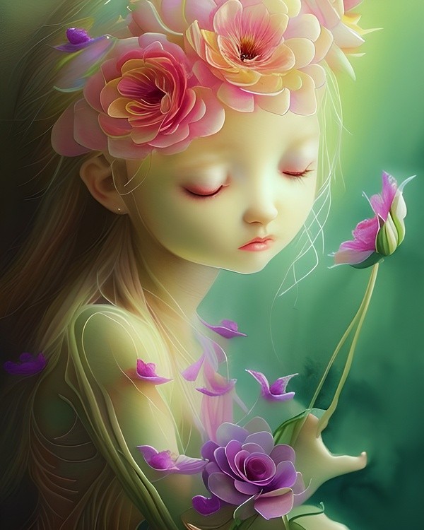 Cute floral fairy girl
