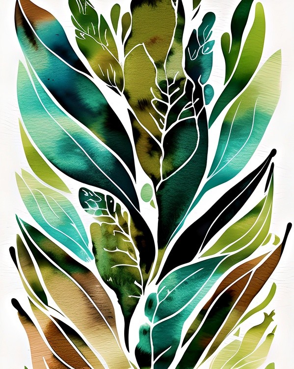 Watercolor earth tones botanical leaves